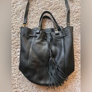 Madewell Black Leather Bucket Bag